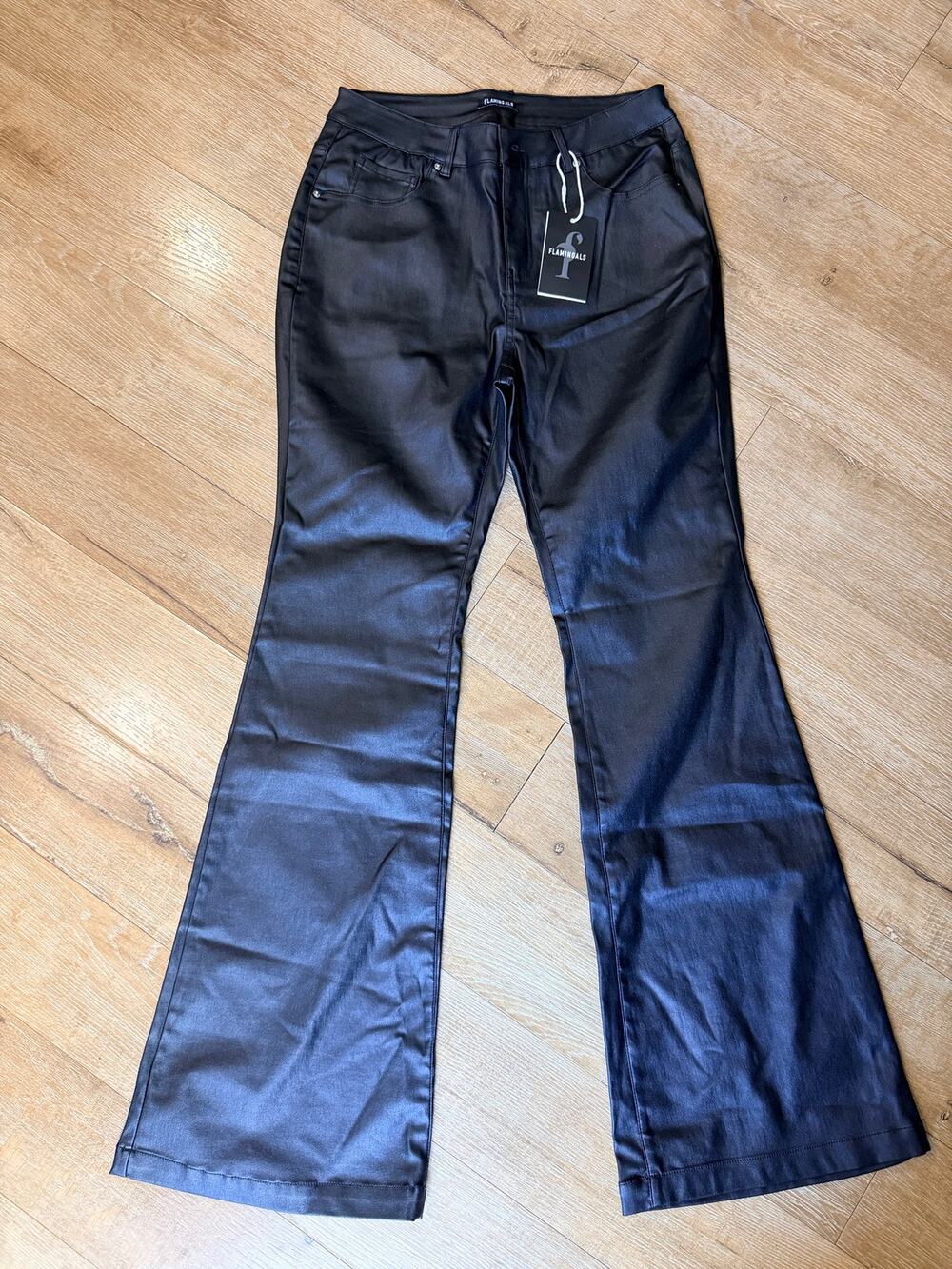 Flamingals faux leather flares